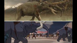 LOTR vs PRIMAL  War elephant scenes  side by side comparison