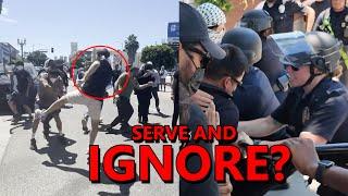 LAPD Ignore Zionists BEATING Pro-Palestinian Protesters Trying to Attack Journalist