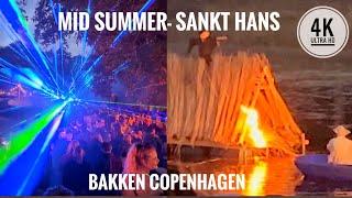 Midsummers Day Sankt Hans in Bakken 2023 Copenhagen  singing and laser show