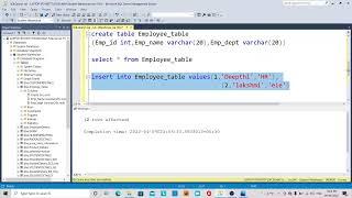 92.CREATING TABLE AND USING INSERTUPDATEDELETE STATEMENTS- HINDI