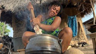 Cooking Most Favourable dish BANKU\ FRIED FISH in Ghana  African Village Life