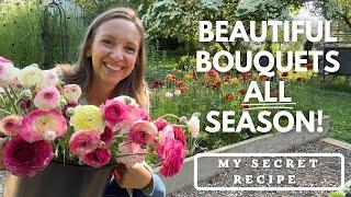 Seasonal Bouquet Recipes to make Succession Planting EASY Growing Cut Flowers for Profit