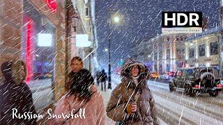 ️ POWERFUL SNOWFALL IN MOSCOW  Real Russian WINTER with snow - With Captions ⁴ᴷ HDR