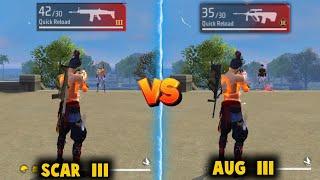 NEW AUG - III VS SCAR - III DAMAGE ABILITY TEST  AUG ABILITY CHANGE  BEST AR GUN -FREE FIRE