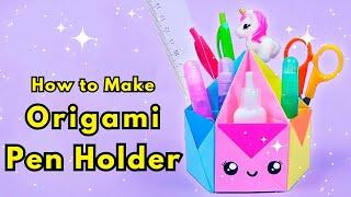How to make a paper pen holder DIY paper pencil box idea easy origami box tutorial 2023