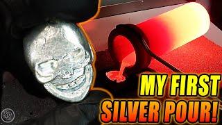 Melting and Pouring SILVER Bullion for the First Time