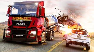 Road Train and Car Crashes #01  BeamNG.Drive