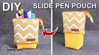 DIY SLIDE PEN POUCH 필통만들기  Stand pencil case sewing tutorial  fun&easy zipper pouch sewingtimes