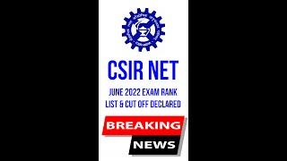 CSIR NET June 2022 Exam Rank List & Cut Off Declared  Check Your JRF  LS Rank Now