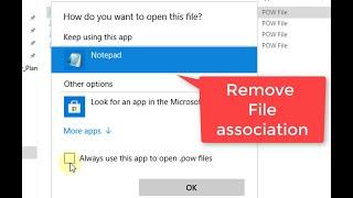 Remove File Type Associations to Default  None in Windows 10