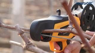 tying video of Swansoft B12 vineyard electric tying machine