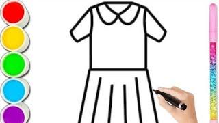 How to Draw Frock  How to draw Dress  Frock Drawing  Drawing for kids