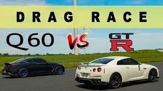 Tuned Infiniti Q60S takes on big brother Nissan GTR R35 can it win? Drag and Roll Race.