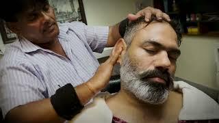 Asmr head massage with wooden tool deep tissue back massage hand massage by Indian Sleepy Barber