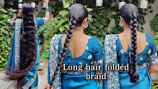 Long hair tight Folded braid  Hair style