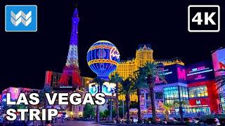 4K Las Vegas Strip at Night - Virtual Walking Tour - Treadmill Workout Video  Binaural Sound