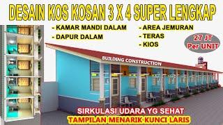 DESAIN KOS 3X4 M  Kamar Mandi Dalam & Dapur Dalam