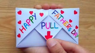 DIY - SURPRISE MESSAGE CARD FOR FATHERS DAY  Pull Tab Origami Envelope Card  Fathers Day Card