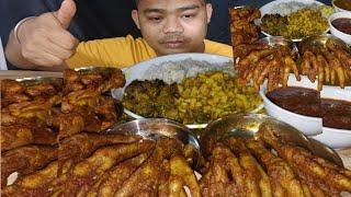 SPICY EATING CHICKEN FEET CURRY SPICY CHICKEN CURR RICE AALU KI SAJIB SPICY GRAVY  MUKBANG