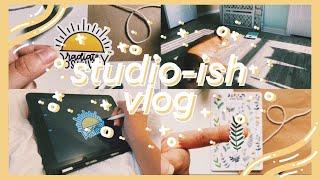  studio-ish vlog  designing new stickers packing for college and dog sitting 