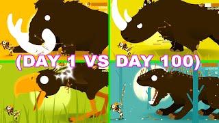 Big Hunter All Bosses Day 1 Vs Day 100 Mammoth Rhino Terror Bird Smilodo for Android and iOS.