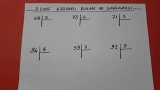 3.sınıf kalanlı bölme işlemi ve sağlaması  @okulcu  #matematik #3sınıf