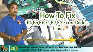 AIR CONDITIONED Troubleshooting E4E5E6F1F2F3 Error Codes. Hindi