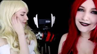 ASMR  Ear LICKING  TWIN Angel Demon Kissing Mouth Sound Breathing   1