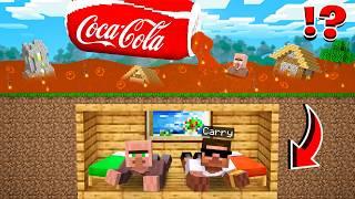 Carry Villager vs Coca Cola Lava Flood in Minecraft