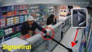 Robo en farmacia Hombre se apodera de teléfono con herramienta