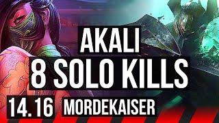 AKALI vs MORDEKAISER TOP  1314 8 solo kills 2000+ games Legendary  EUW Master  14.16