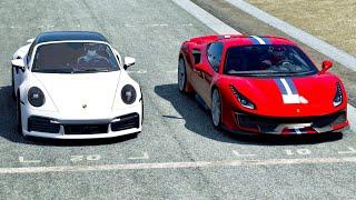 Porsche 911 Turbo S 2020 vs Ferrari 488 Pista at Highlands