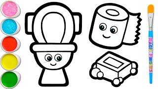 Toilet Drawing Painting and Coloring for Kids & Toddlers  Drawing Basics #212