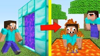 НУБ ЗАТРОЛЛИЛ ПРО ПОРТАЛОМ В МАЙНКРАФТ  НУБИК И 7 ПРАНКОВ НАД ПРО В MINECRAFT Дак Плей