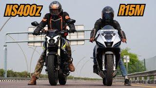 NS400z vs Yamaha R15M Drag Race