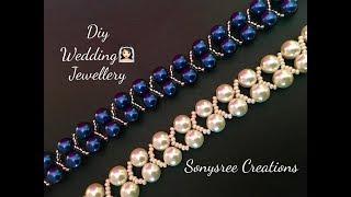 Elegant Pearl Beaded Bracelet Wedding jewelry  Super Easy Tutorial