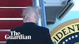 Donald Trumps hair blown apart by the wind