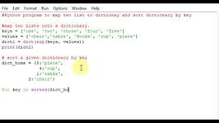 Python program to map two list to dictionary and sort dictionary by key