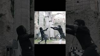 Longsword sparring in medieval ruin