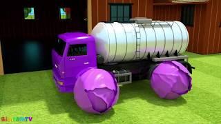 Learn Colors with Tractor and Street Vehicles Fruits Tyre  동요와 아이 노래  어린이 교육
