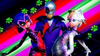 Miraculous Ladybug Shadow Moth x Ladybug x Cat Noir TRIO TRANSFORMATION + akumatized