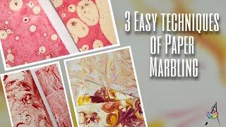 3 EASY TECHNIQUES OF PAPER MARBLING  COLOR MARBLING with OILSHAVING FOAM ENAMEL COLORS