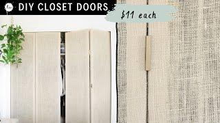 DIY Closet Doors With FULL installation Sheer Rattan Look Created With burlap