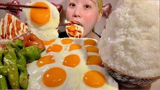 ASMR 目玉焼き 明太マヨ ししとう Fried Egg【日本語字幕】【咀嚼音 Mukbang Eating Sounds】