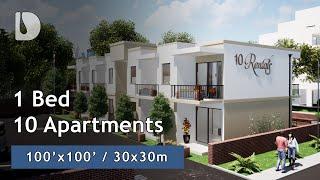 10 Apartments with 1 Bedroom House Tour on 100X100 Plot - DPRO.design