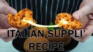 Italian Suppli. an Italian  Fried Rice Ball with an Heart of Melted Mozzarella