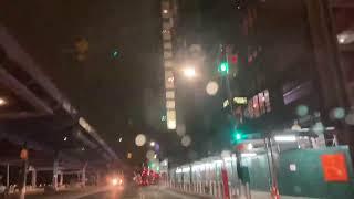 Night rain driving commute from Queens to Financial District Manhattan April 19 2022