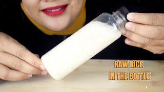 ASMR RAW RICE EATING  RAW RICE IN THE BOTTLE  MAKAN BERAS MENTAH  ASMR INDONESIA