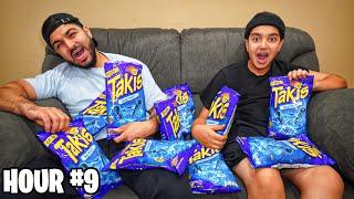 Last To Stop Eating BLUE TAKIS Wins V-Bucks FORTNITE CHALLENGE VS LITTLE BROTHER