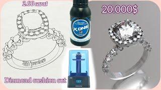 Membuat Cincin Berlian 300 jt  Photon Ultra DLP 3d Printer  Bluecast x-one